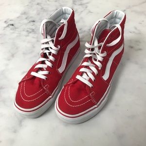 vans red sk8-hi shoes